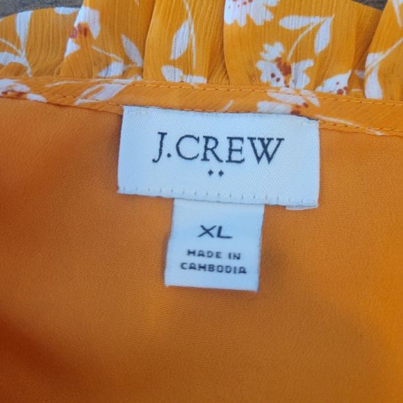 J Crew Floral Ruffle Sleeve Top sz XL - Picture 5 of 6
